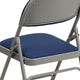 Navy Fabric/Gray Frame |#| Ultra-Premium Triple Braced Navy Fabric Folding Chair with Easy-Carry Handle