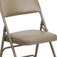 Beige Vinyl/Beige Frame |#| Ultra-Premium Triple Braced Beige Vinyl Folding Chair with Easy-Carry Handle