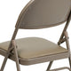 Beige Vinyl/Beige Frame |#| Ultra-Premium Triple Braced Beige Vinyl Folding Chair with Easy-Carry Handle