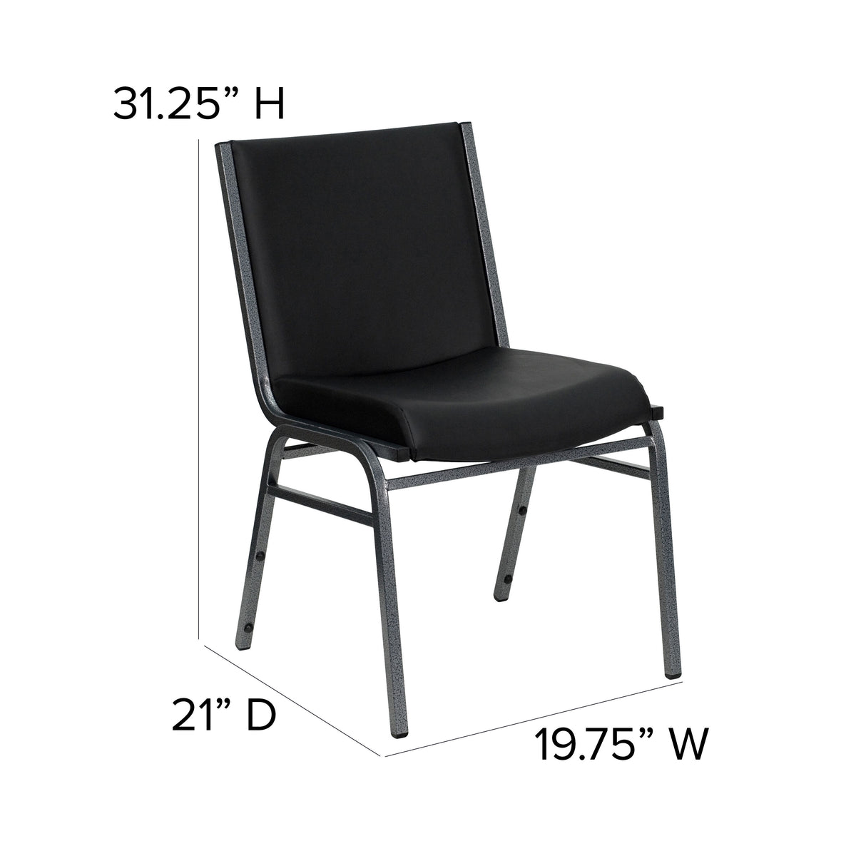 Black Vinyl |#| Heavy Duty Black Vinyl Stack Chair - Reception Furniture