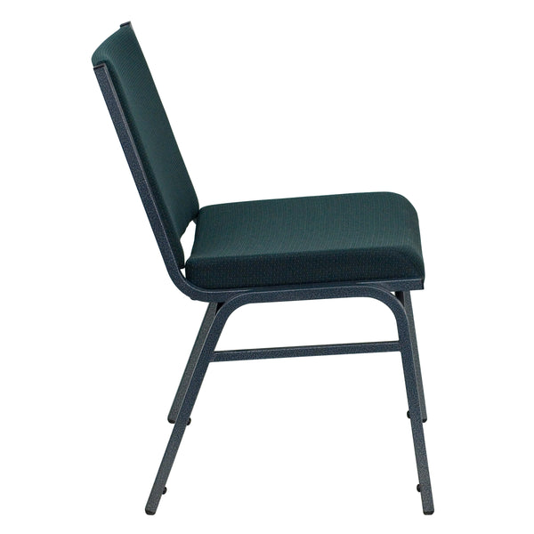Green Patterned Fabric |#| Heavy Duty Green Patterned Fabric Stack Chair - Reception Furniture