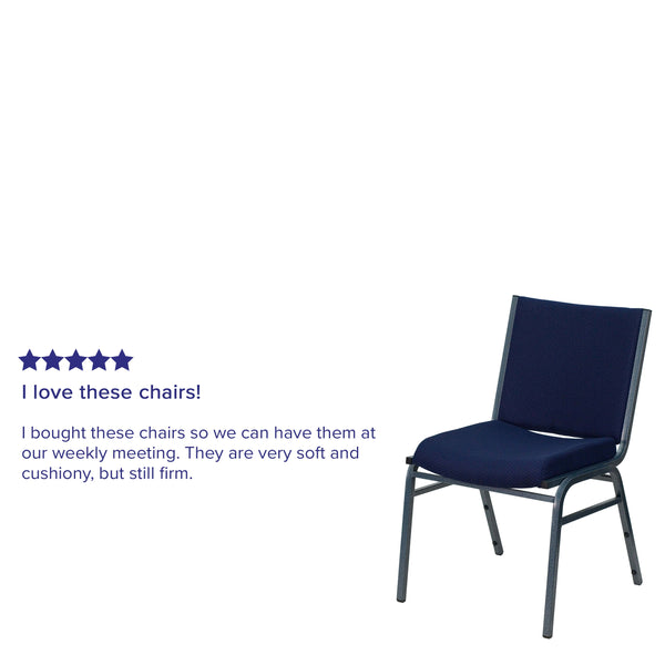 Navy Blue Patterned Fabric |#| Heavy Duty Navy Blue Dot Fabric Stack Chair - Reception Furniture