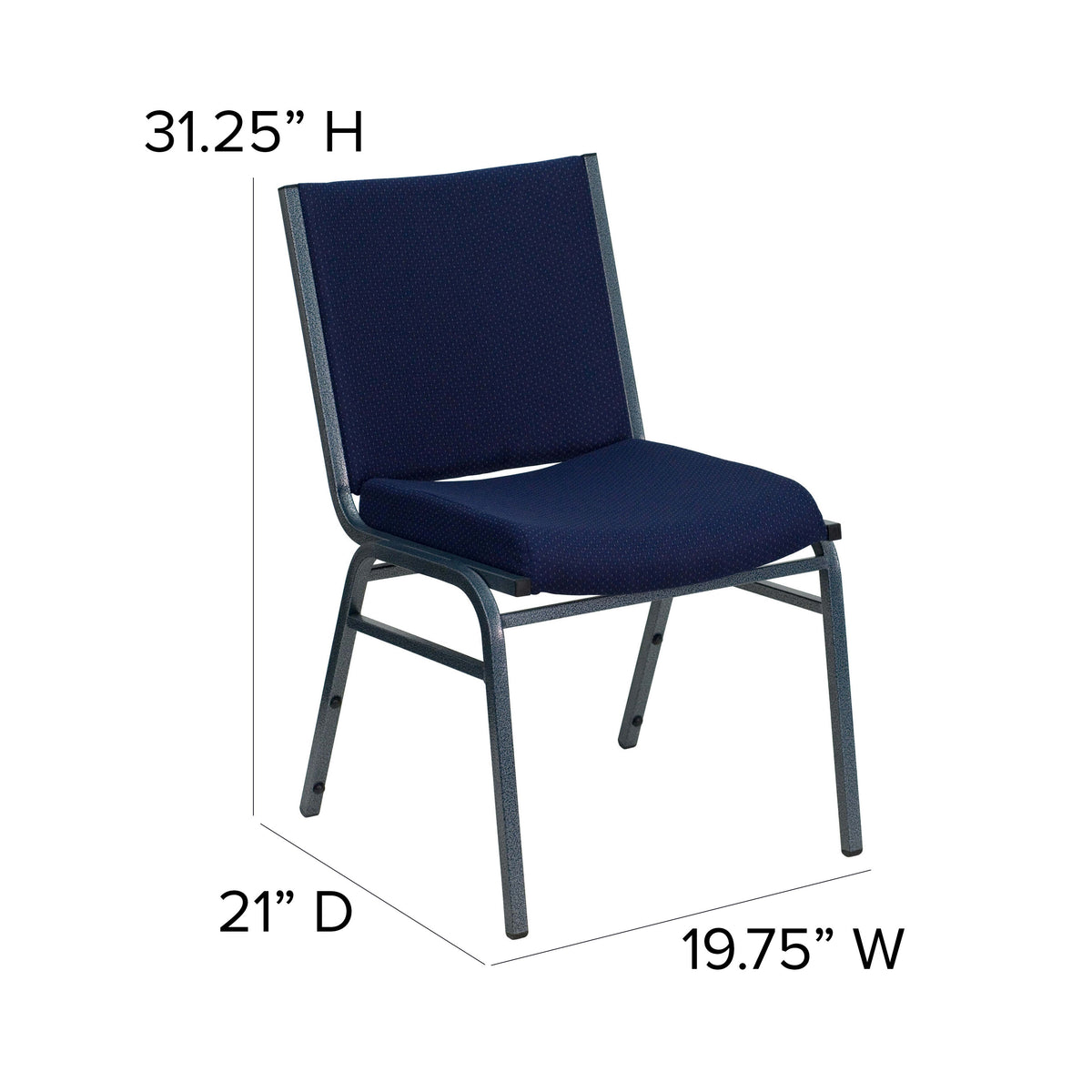 Navy Blue Patterned Fabric |#| Heavy Duty Navy Blue Dot Fabric Stack Chair - Reception Furniture