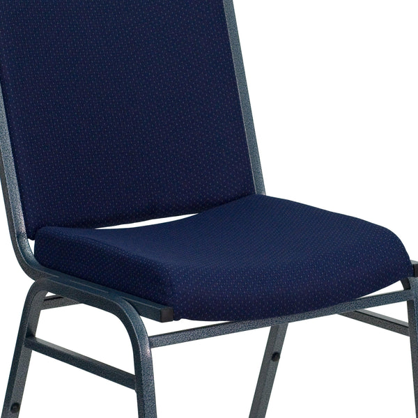 Navy Blue Patterned Fabric |#| Heavy Duty Navy Blue Dot Fabric Stack Chair - Reception Furniture