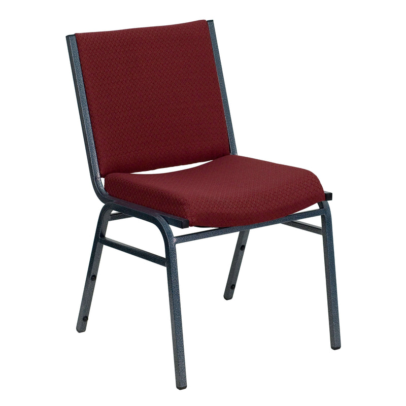 Burgundy Patterned Fabric |#| Heavy Duty Burgundy Patterned Fabric Stack Chair - Reception Furniture