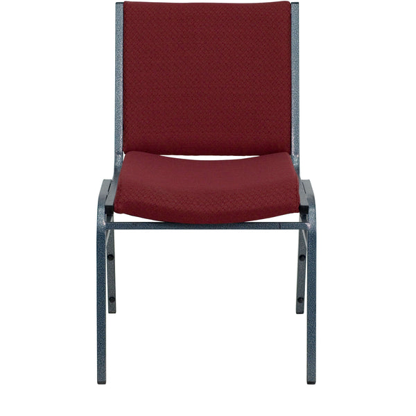 Burgundy Patterned Fabric |#| Heavy Duty Burgundy Patterned Fabric Stack Chair - Reception Furniture