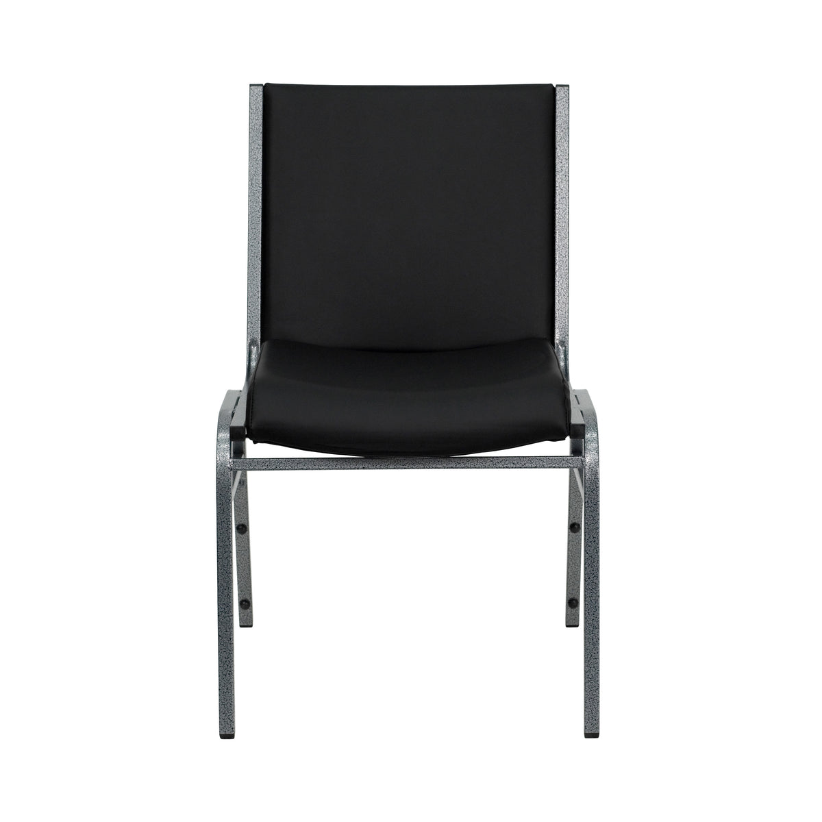 Black Vinyl |#| Heavy Duty Black Vinyl Stack Chair - Reception Furniture