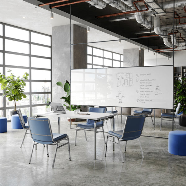 Navy Vinyl |#| Heavy Duty Navy Vinyl Stack Chair - Reception Furniture