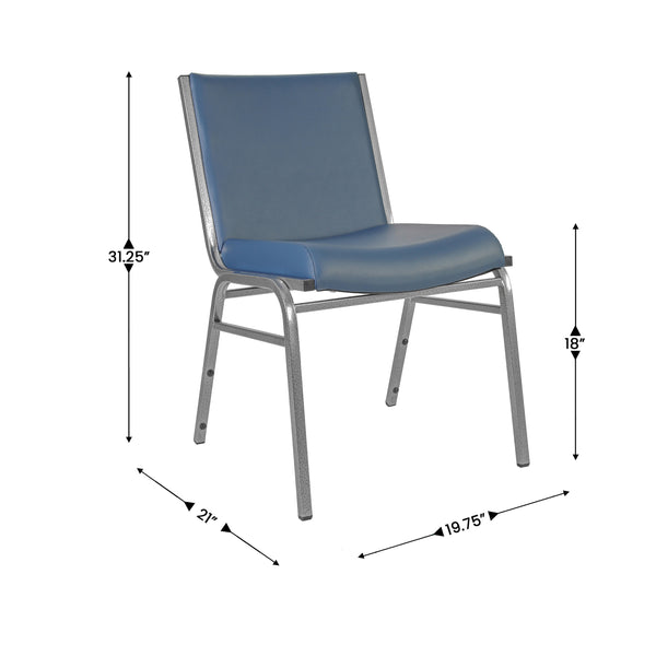 Navy Vinyl |#| Heavy Duty Navy Vinyl Stack Chair - Reception Furniture