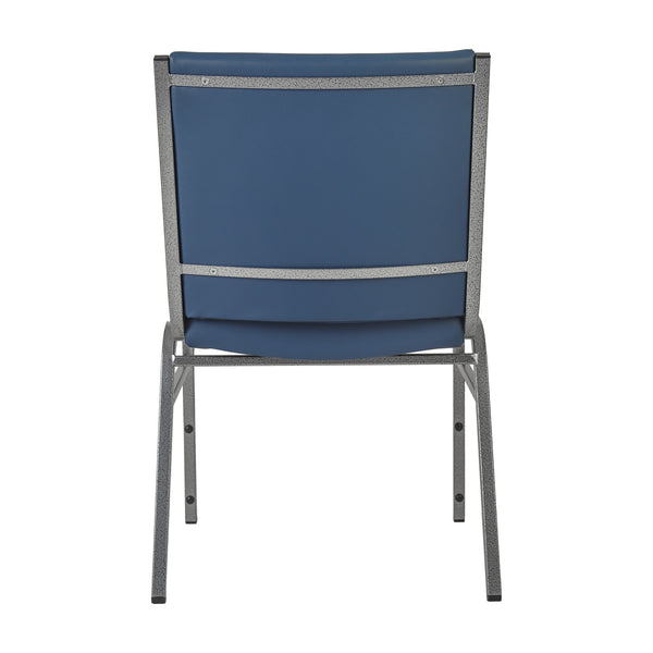 Navy Vinyl |#| Heavy Duty Navy Vinyl Stack Chair - Reception Furniture
