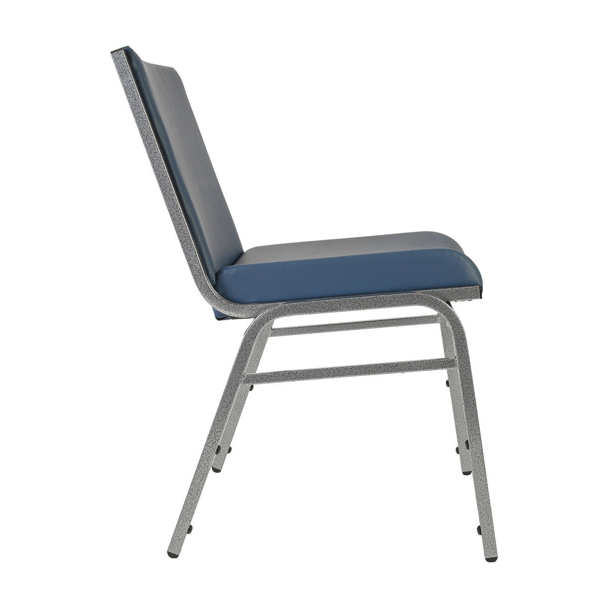 Navy Vinyl |#| Heavy Duty Navy Vinyl Stack Chair - Reception Furniture