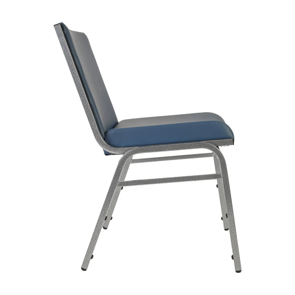 Navy Vinyl |#| Heavy Duty Navy Vinyl Stack Chair - Reception Furniture