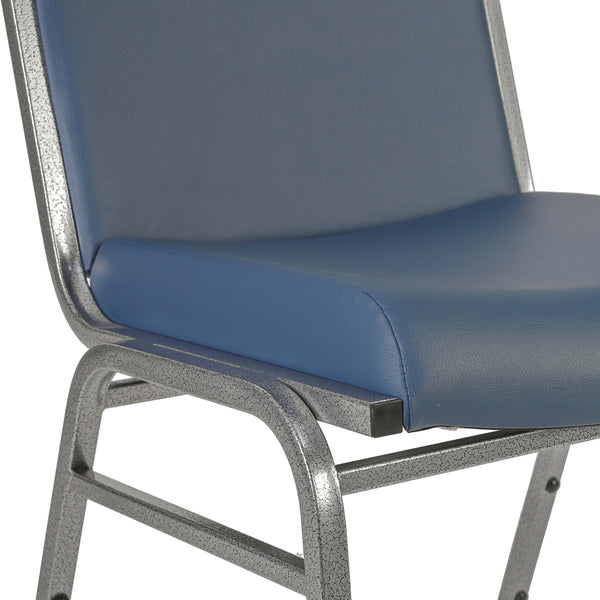Navy Vinyl |#| Heavy Duty Navy Vinyl Stack Chair - Reception Furniture
