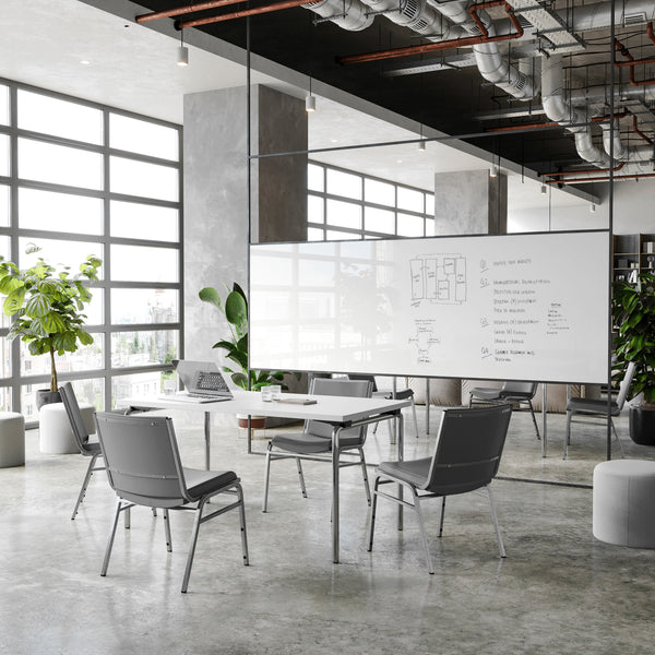 Gray Vinyl |#| Heavy Duty Gray Vinyl Stack Chair - Reception Furniture
