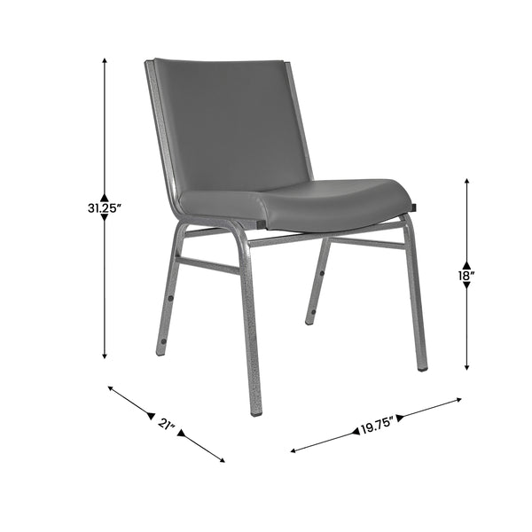 Gray Vinyl |#| Heavy Duty Gray Vinyl Stack Chair - Reception Furniture