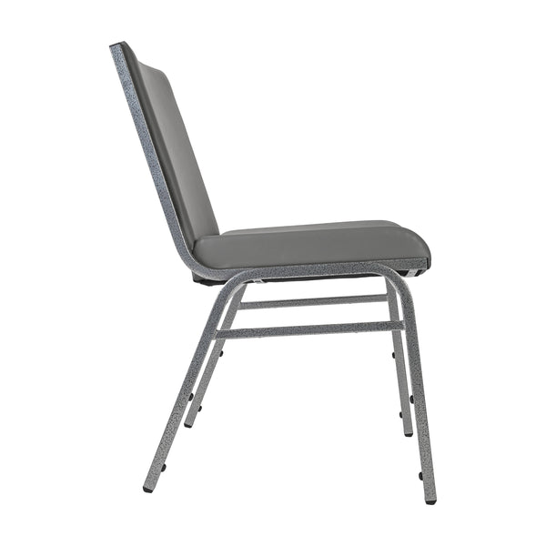 Gray Vinyl |#| Heavy Duty Gray Vinyl Stack Chair - Reception Furniture