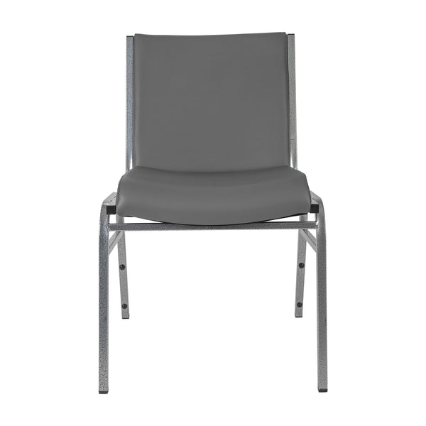 Gray Vinyl |#| Heavy Duty Gray Vinyl Stack Chair - Reception Furniture