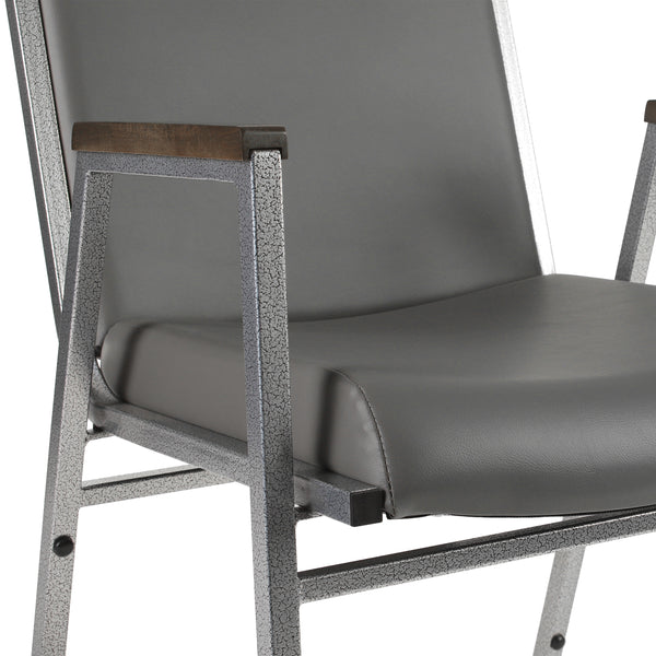 Gray Vinyl |#| Heavy Duty Gray Vinyl Stack Chair - Reception Furniture