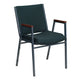 Green Patterned Fabric |#| Heavy Duty Green Patterned Fabric Stack Chair with Arms - Reception Furniture