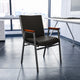 Black Vinyl |#| Heavy Duty Black Vinyl Stack Chair with Arms - Reception Furniture