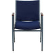 Navy Patterned Fabric |#| Heavy Duty Navy Blue Dot Fabric Stack Chair with Arms - Reception Furniture