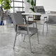 Gray Vinyl |#| Heavy Duty Gray Vinyl Stack Chair with Arms - Reception Furniture