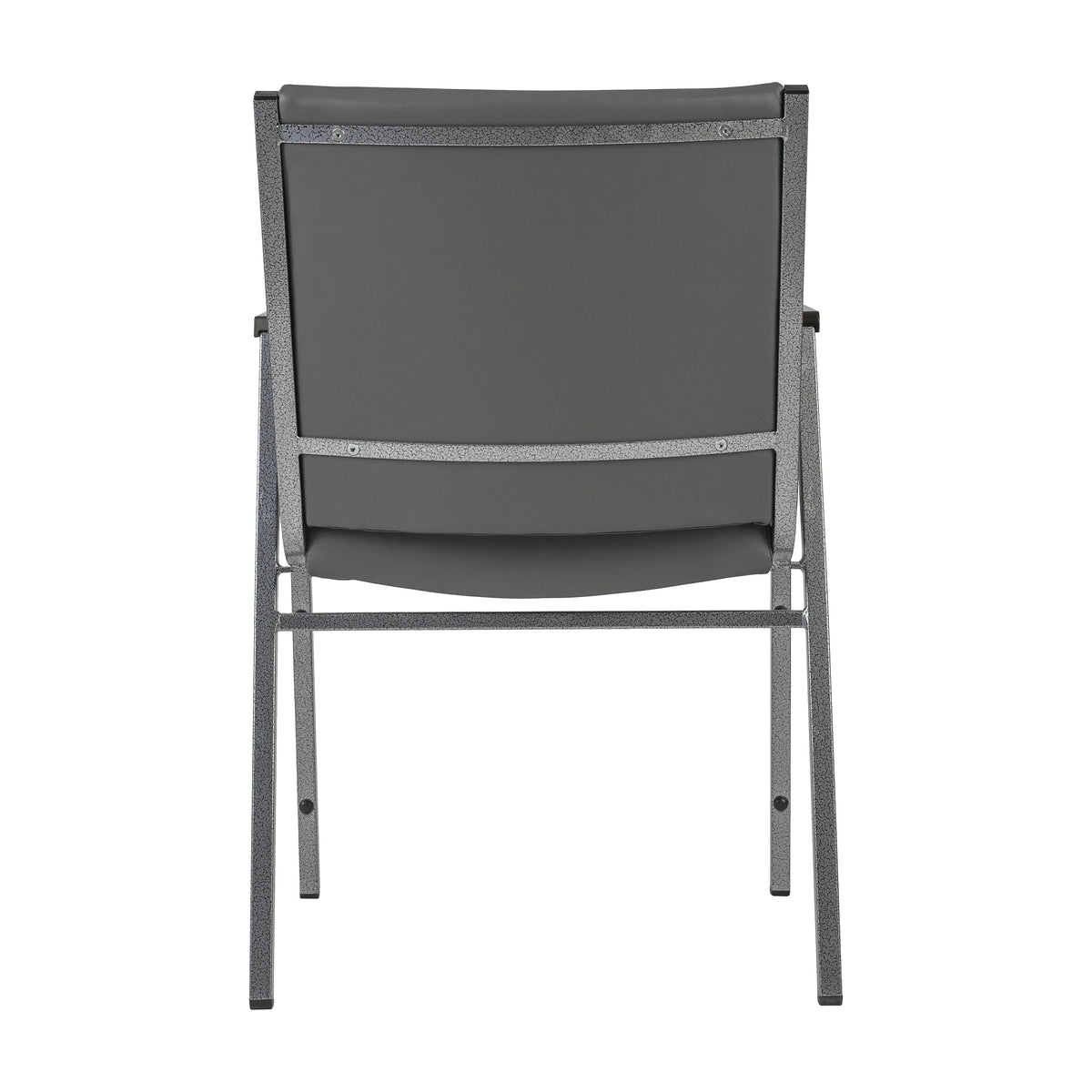 Gray Vinyl |#| Heavy Duty Gray Vinyl Stack Chair with Arms - Reception Furniture