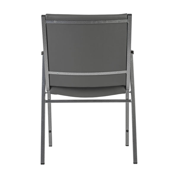 Gray Vinyl |#| Heavy Duty Gray Vinyl Stack Chair with Arms - Reception Furniture