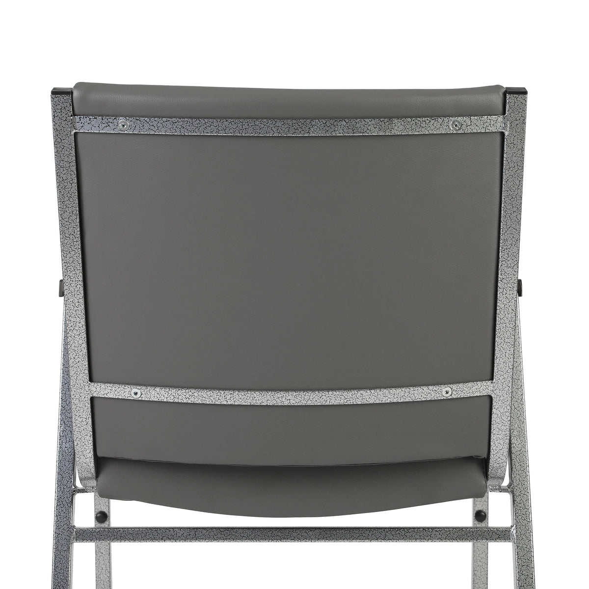 Gray Vinyl |#| Heavy Duty Gray Vinyl Stack Chair with Arms - Reception Furniture