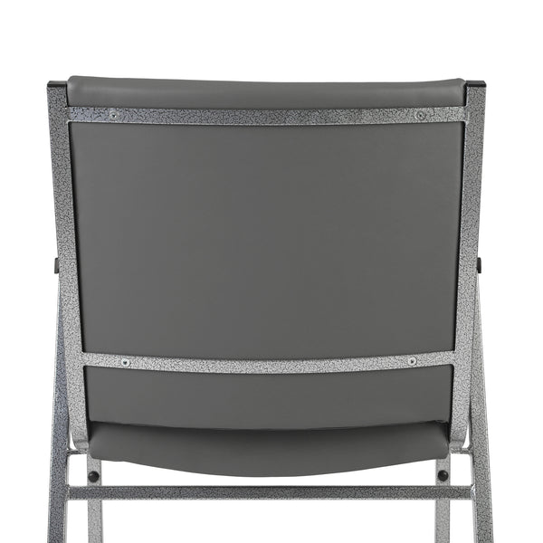 Gray Vinyl |#| Heavy Duty Gray Vinyl Stack Chair with Arms - Reception Furniture
