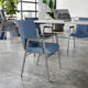 Navy Vinyl |#| Heavy Duty Navy Vinyl Stack Chair with Arms - Reception Furniture