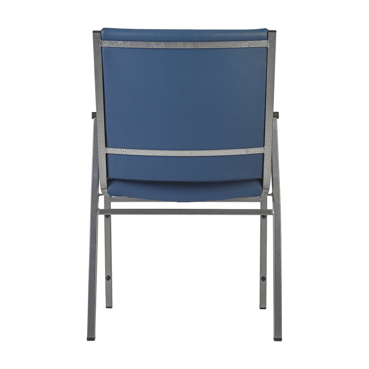 Navy Vinyl |#| Heavy Duty Navy Vinyl Stack Chair with Arms - Reception Furniture
