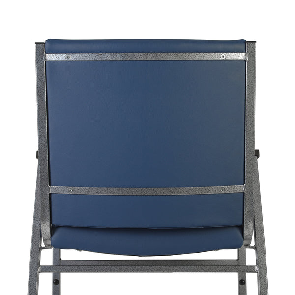 Navy Vinyl |#| Heavy Duty Navy Vinyl Stack Chair with Arms - Reception Furniture