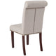 Beige Fabric |#| Beige Fabric Parsons Chair with Rolled Back, Accent Nail Trim and Walnut Finish