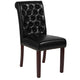 Black LeatherSoft |#| Black LeatherSoft Parsons Chair w/Rolled Back, Accent Nail Trim &Walnut Finish