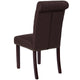 Brown Fabric |#| Brown Fabric Parsons Chair with Rolled Back, Accent Nail Trim and Walnut Finish
