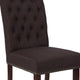 Brown Fabric |#| Brown Fabric Parsons Chair with Rolled Back, Accent Nail Trim and Walnut Finish