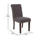 Dark Gray Fabric |#| Dk Gray Fabric Parsons Chair with Rolled Back, Accent Nail Trim & Walnut Finish