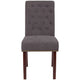 Dark Gray Fabric |#| Dk Gray Fabric Parsons Chair with Rolled Back, Accent Nail Trim & Walnut Finish