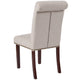 Beige Fabric |#| Beige Fabric Parsons Chair with Rolled Back, Accent Nail Trim and Walnut Finish