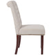 Beige Fabric |#| Beige Fabric Parsons Chair with Rolled Back, Accent Nail Trim and Walnut Finish