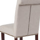 Beige Fabric |#| Beige Fabric Parsons Chair with Rolled Back, Accent Nail Trim and Walnut Finish