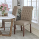 Beige LeatherSoft |#| Beige LeatherSoft Parsons Chair w/Rolled Back, Accent Nail Trim &Walnut Finish