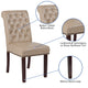 Beige LeatherSoft |#| Beige LeatherSoft Parsons Chair w/Rolled Back, Accent Nail Trim &Walnut Finish