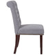 Light Gray Fabric |#| Lt Gray Fabric Parsons Chair with Rolled Back, Accent Nail Trim & Walnut Finish