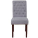 Light Gray Fabric |#| Lt Gray Fabric Parsons Chair with Rolled Back, Accent Nail Trim & Walnut Finish