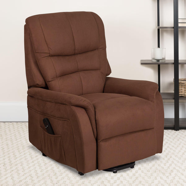 Brown Microfiber |#| Black MIC Remote Powered Lift Recliner for Elderly - Home Medical Lift Chair