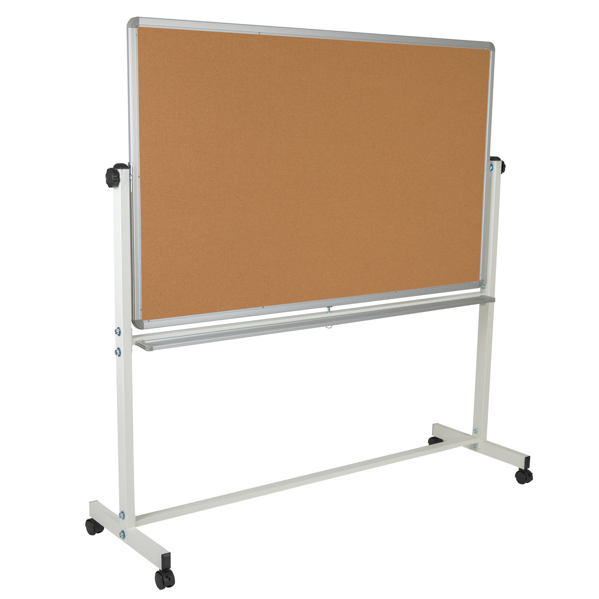 64.25"W x 64.75"H |#| 64.25"W x 64.75"H Reversible Mobile Cork Bulletin & White Board with Pen Tray