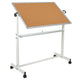 45.25"W x 54.75"H |#| 45.25"W x 54.75"H Reversible Mobile Cork Bulletin & White Board with Pen Tray