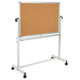 45.25"W x 54.75"H |#| 45.25"W x 54.75"H Reversible Mobile Cork Bulletin & White Board with Pen Tray